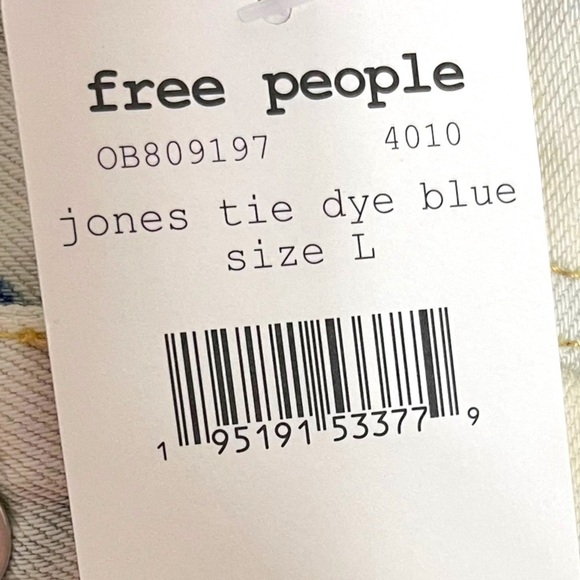 Free People Retro Acid Wash Bohemian Denim Jean Jacket Tie Dye Size Large NWT - Picture 15 of 16